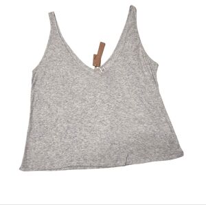 Skims Threadbare Rib V Neck Tank Top Shirt Light Heather Grey 2X NWT
